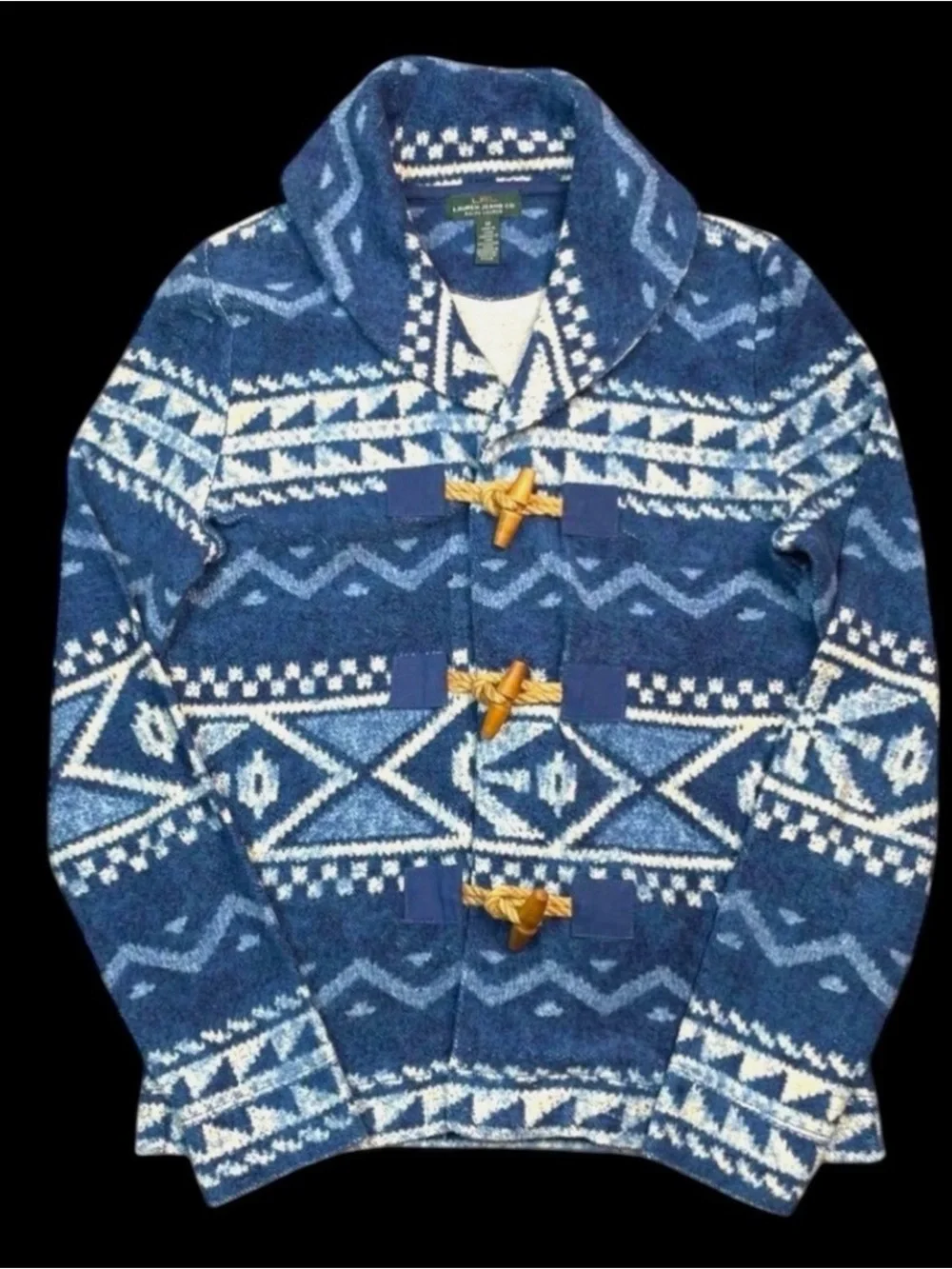 Vintage Ralph Lauren Blue Southwest Aztec Indian Toggle Button Jackets Sz M - Picture 3 of 9